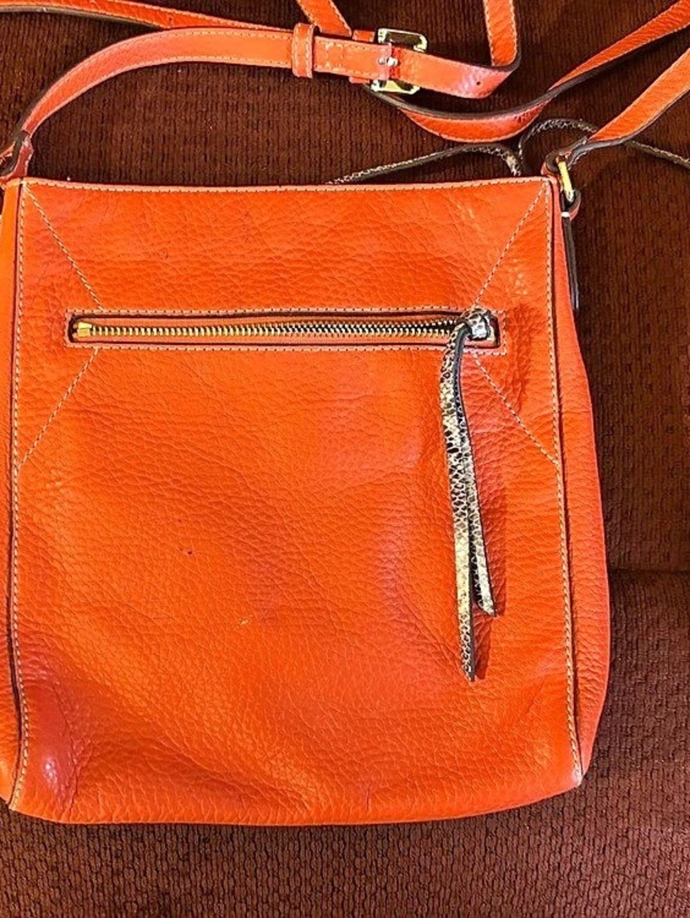 Fossil Leather Orange Crossbody Bag